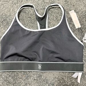 Victoria's Secret Player Medium Support Black White Mesh Sports Bra Size M NEW